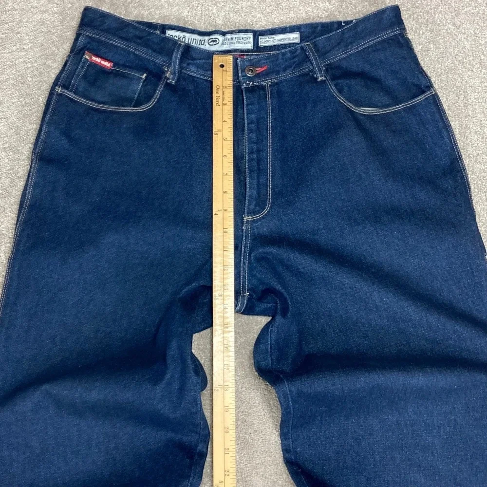 Ecko Unltd Foundry Baggy Carpenter Jeans Mens Sz 36 Dark Wash Wide Leg Denim